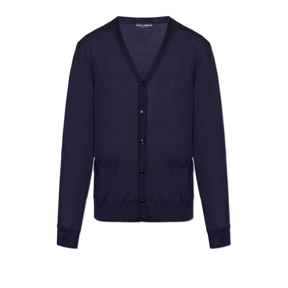 Dolce & Gabbana Uomo Blu - Cardigan Di Seta - Knitwear - L