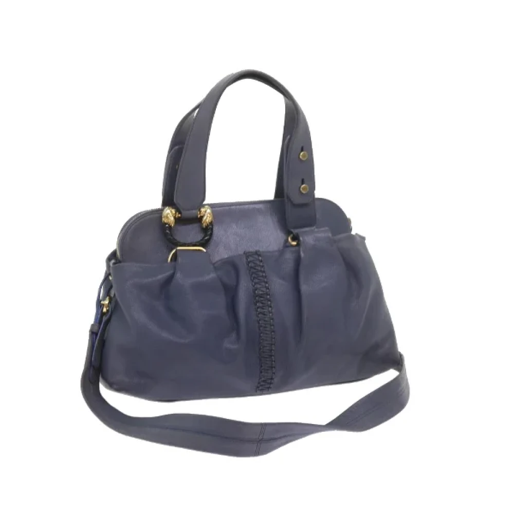 Bvlgari Vintage Pre-owned Leather handbags Blue Dames
