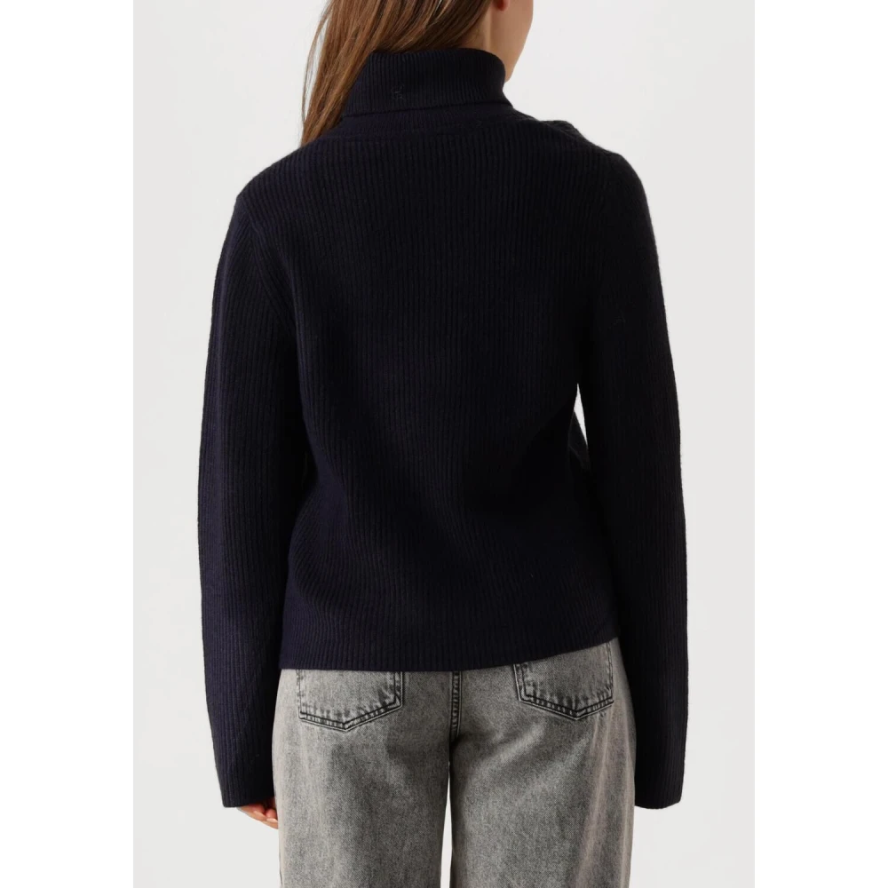 Co'Couture Blauwe Rib Rollneck Trui Blue Dames