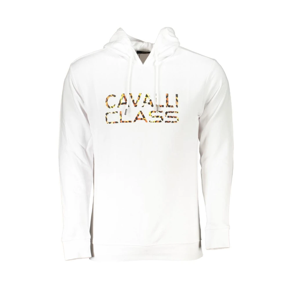 Cavalli Class Luxury Hooded Sweatshirt With Logo Print - Male - Hoodies - White - 3XL - Sweatshirts & Hoodies