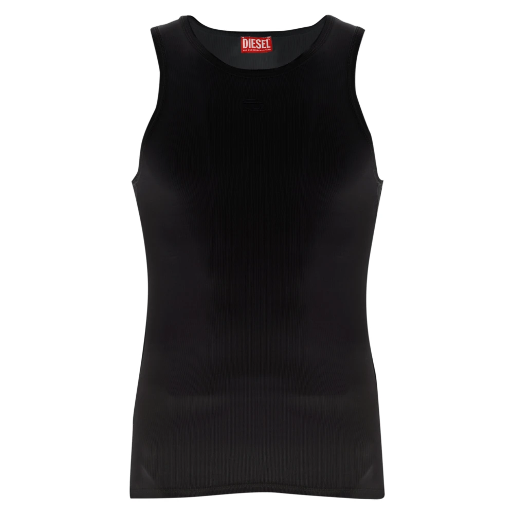 Diesel Mannelijk Zwart Truien & Vesten Heren, Xl, Katoen, Ribgebreide Tanktop