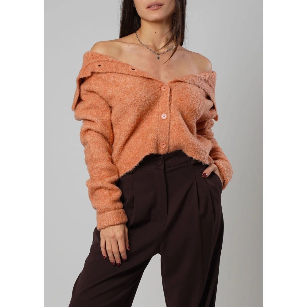 Isabelle Blanche Perzik Wol Vest Comfort Stijl Orange Dames