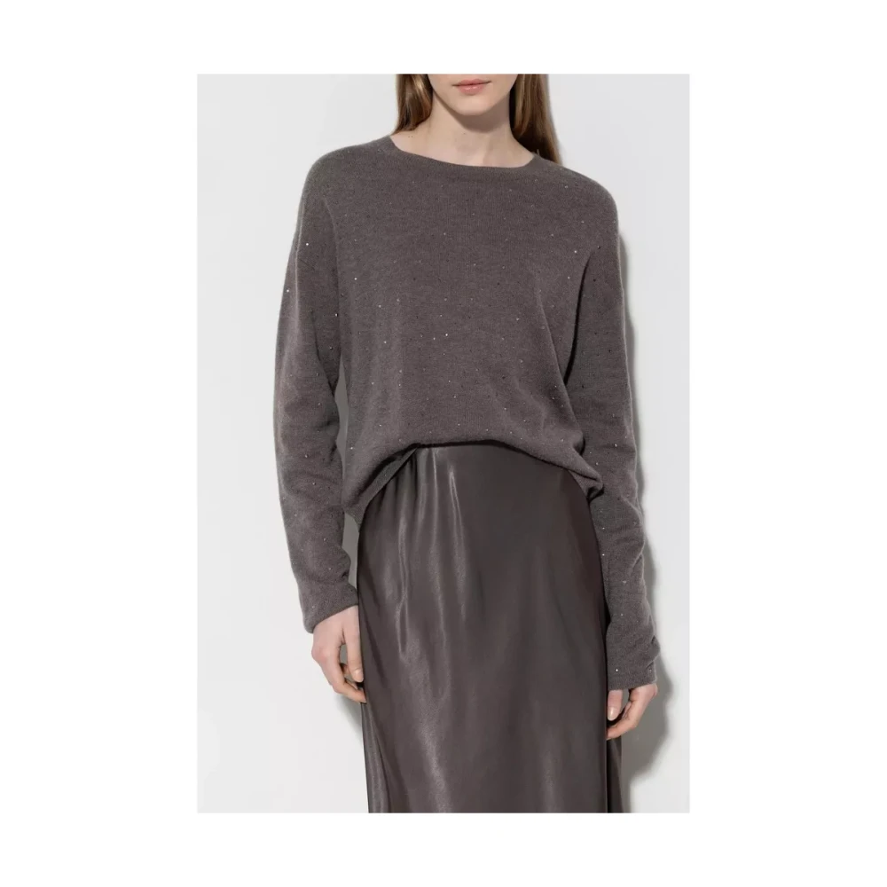 LUISA CERANO Donkergrijze trui met jetdetails Gray Dames