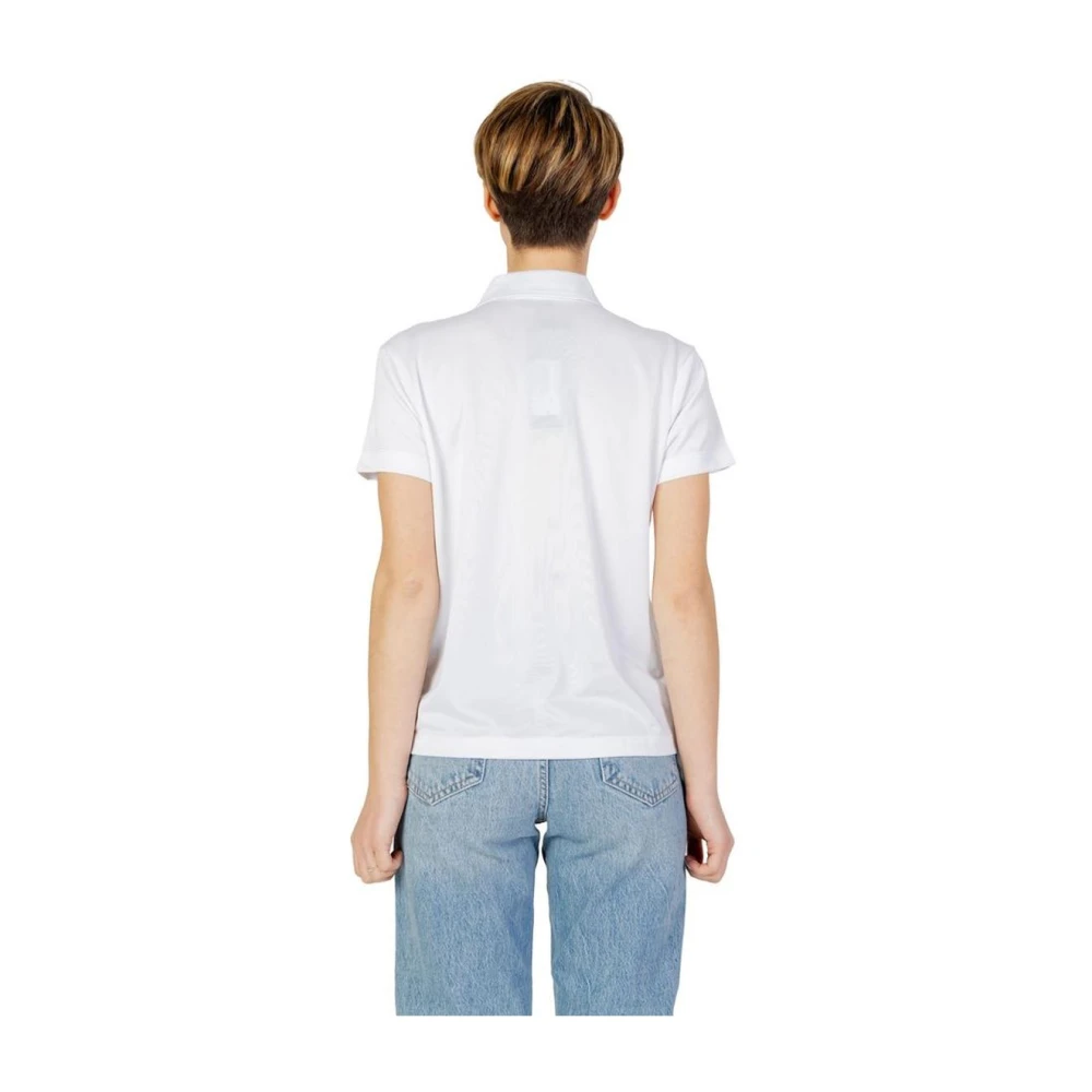Blauer Witte Asymmetrisch Ontwerp Polyester Top White Dames