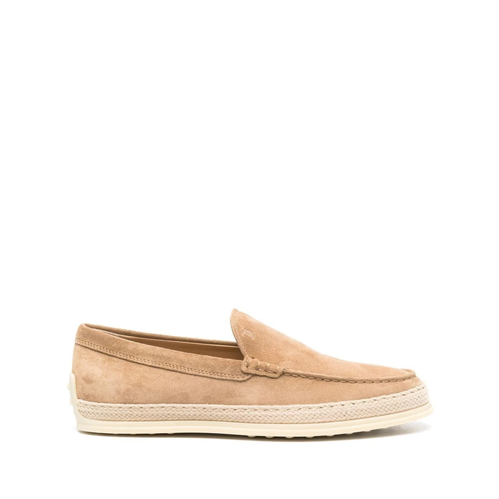 Tod's Men's Beige Suede Espadrille Loafers Size 8 Uk