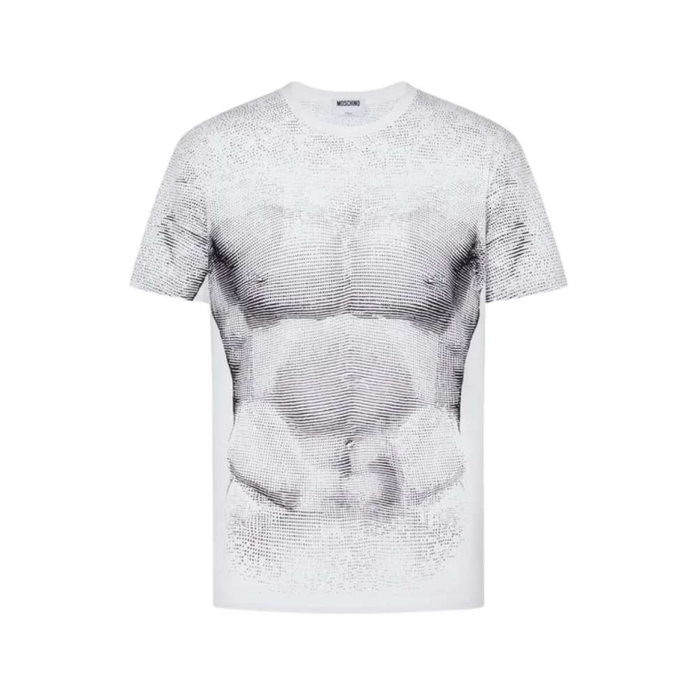 Moschino Unisex White T-Shirts, L, Printed Cotton Jersey T-Shirt