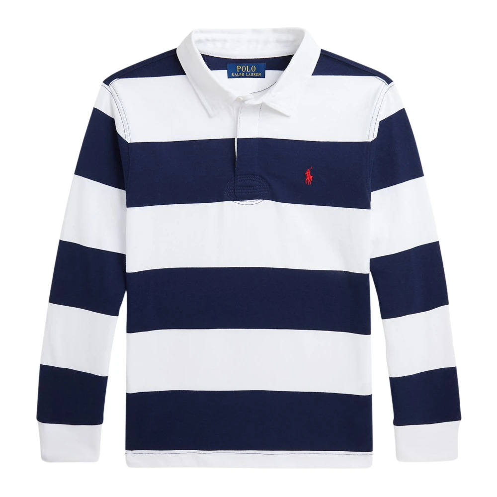 Ralph Lauren Boys Blue Striped Polo Shirt - Kids Short Sleeve T-Shirts - L - Kids