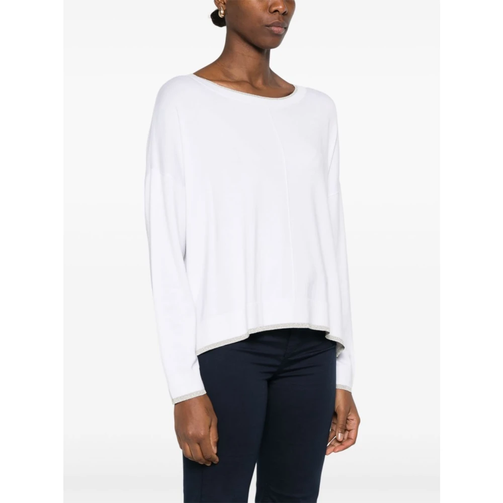 Liu Jo Witte Sweater met Appliqué Logo White Dames