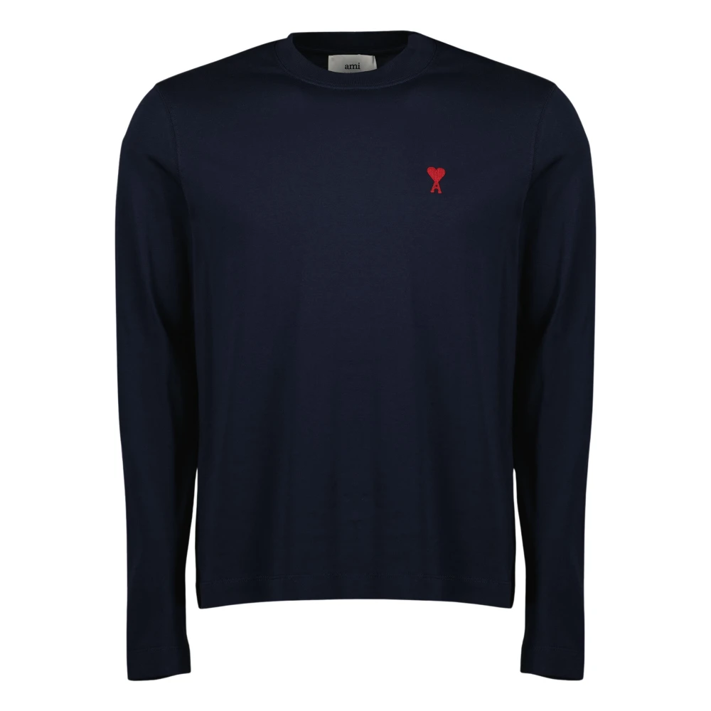 Ami Paris Ami De Coeur Long Sleeve T-Shirt - Male - Round-Neck Knitwear - Blue - Xl - Knitwear