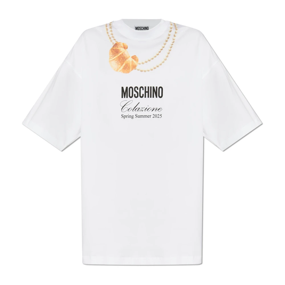 Moschino Witte Jurk met Logoprint White Dames