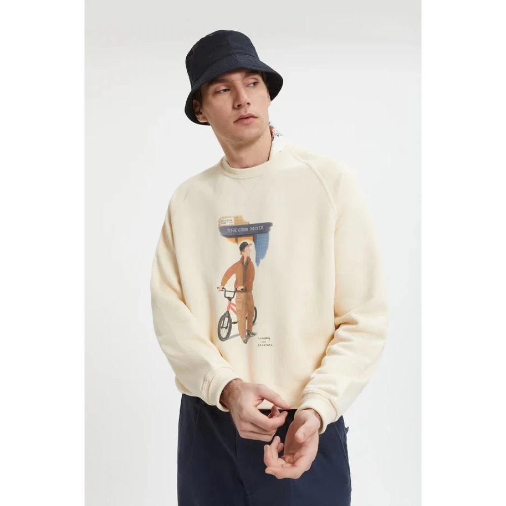 Baracuta Slowboy Arlington Crew Neck Sweater White Heren