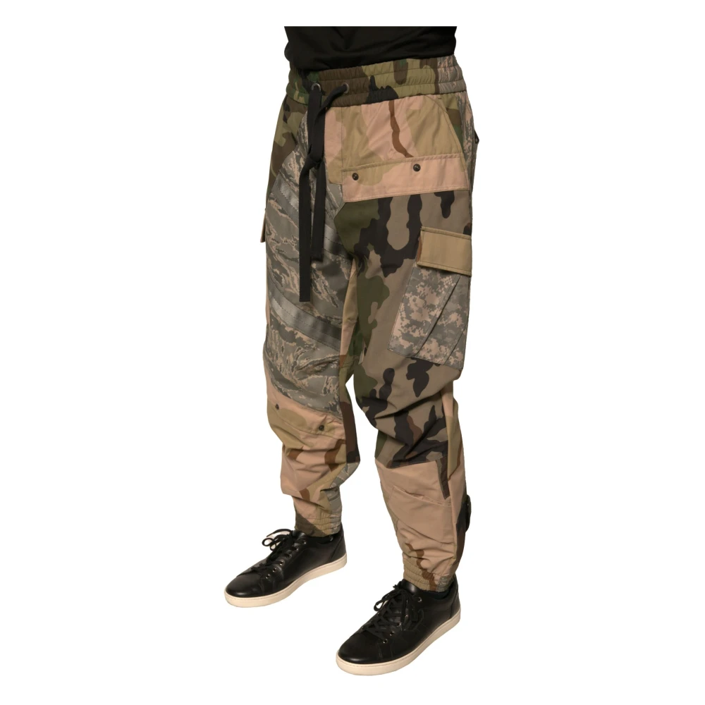 Dolce & Gabbana Camouflage Print Jogger Sweatpants met Trekkoordsluiting Multicolor Heren