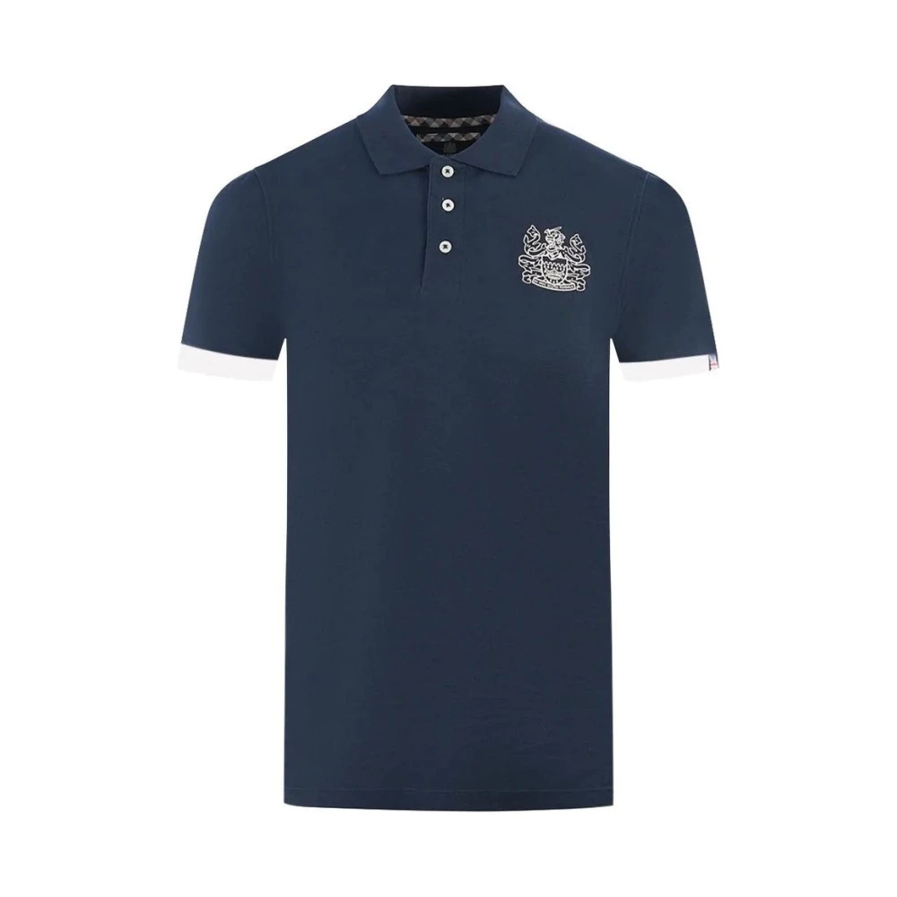 Aquascutum Katoenen poloshirt met contrastlogo Blue Heren