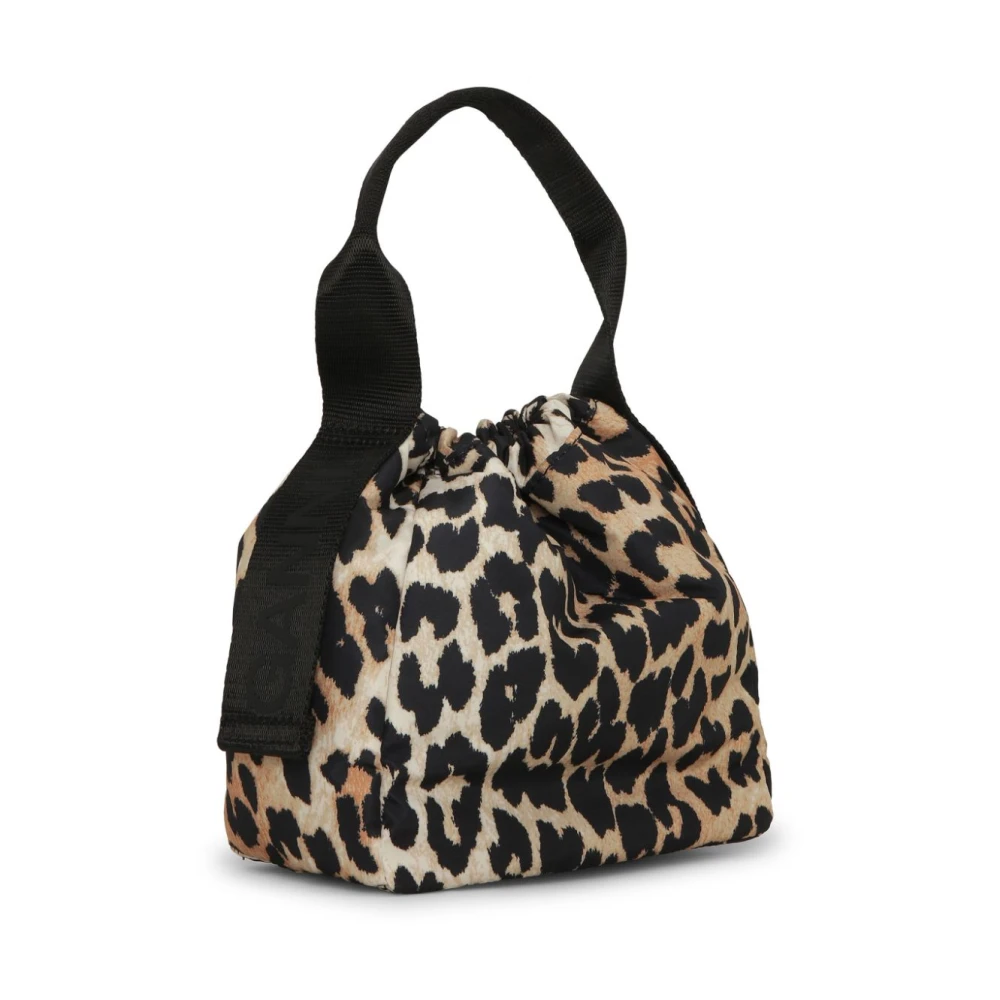 Ganni Luipaardprint Trekkoordtas Brown Dames