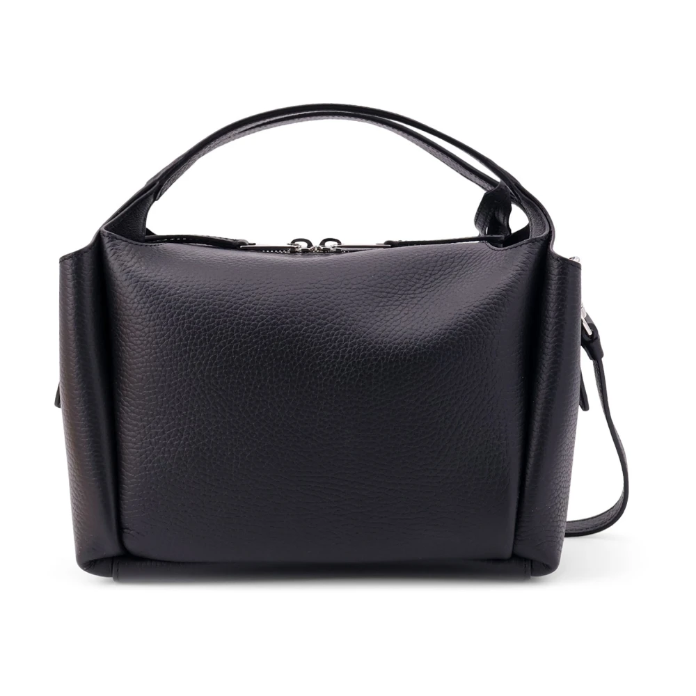 TOD'S Leren handtas met gegraveerd logo Black Dames