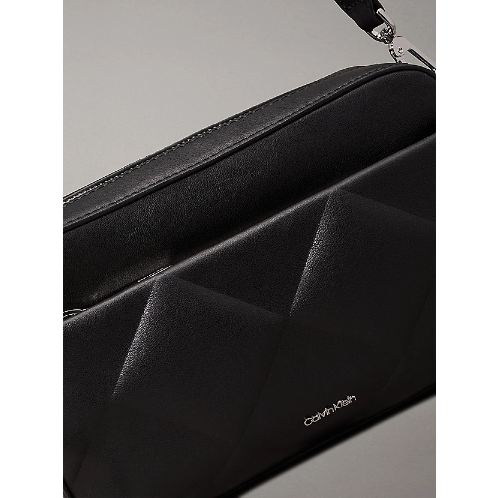 Calvin Klein Diamond Quilt Schoudertas met Logo Black Dames