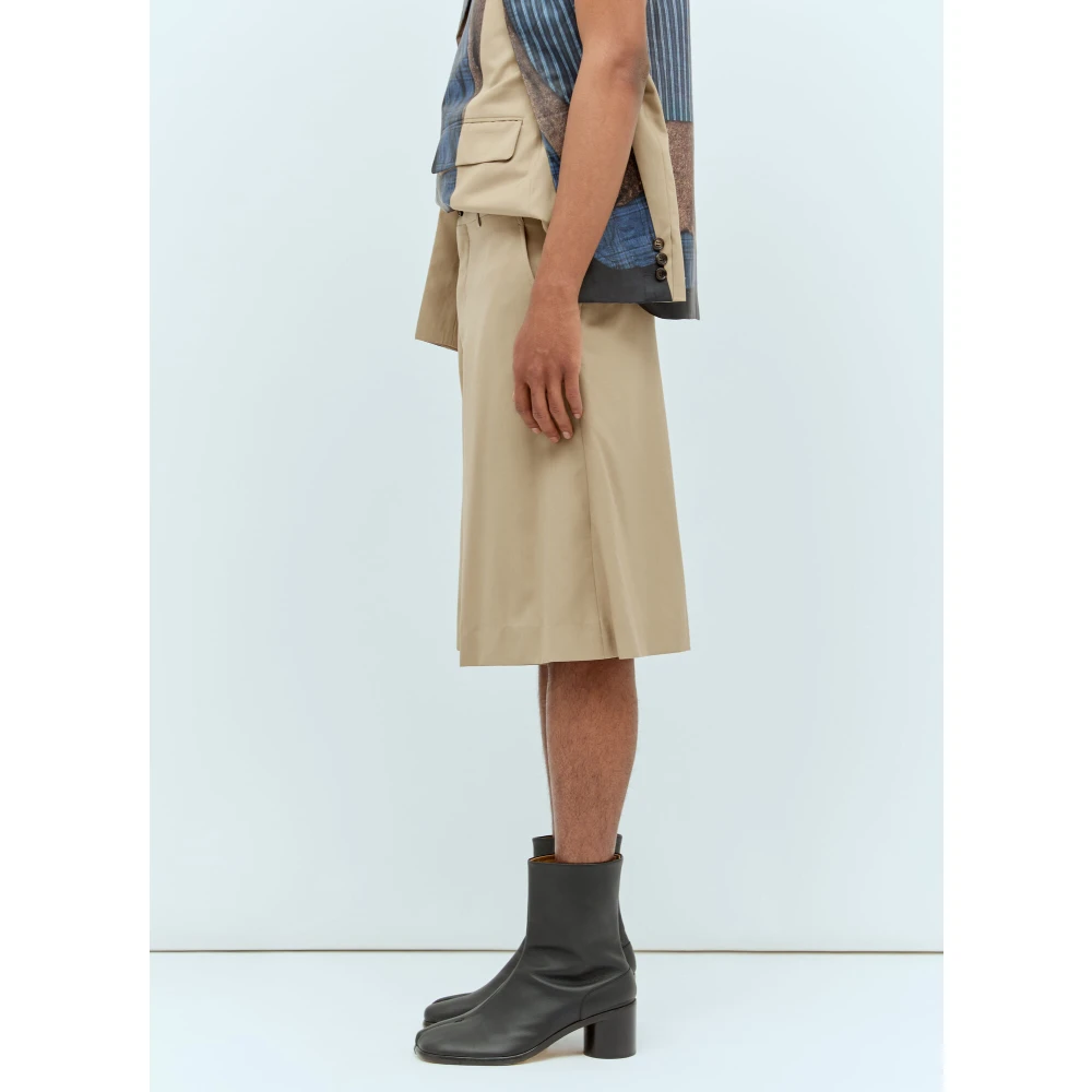 Comme des Garçons Wool Twill Double-Front Bermuda Shorts Beige Heren