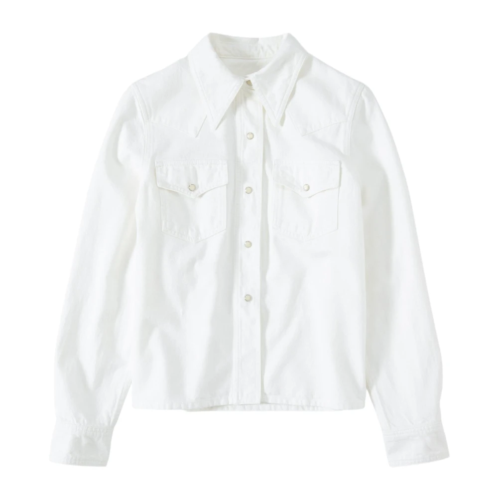 Closed Western Denim Blouse Wit White Dames