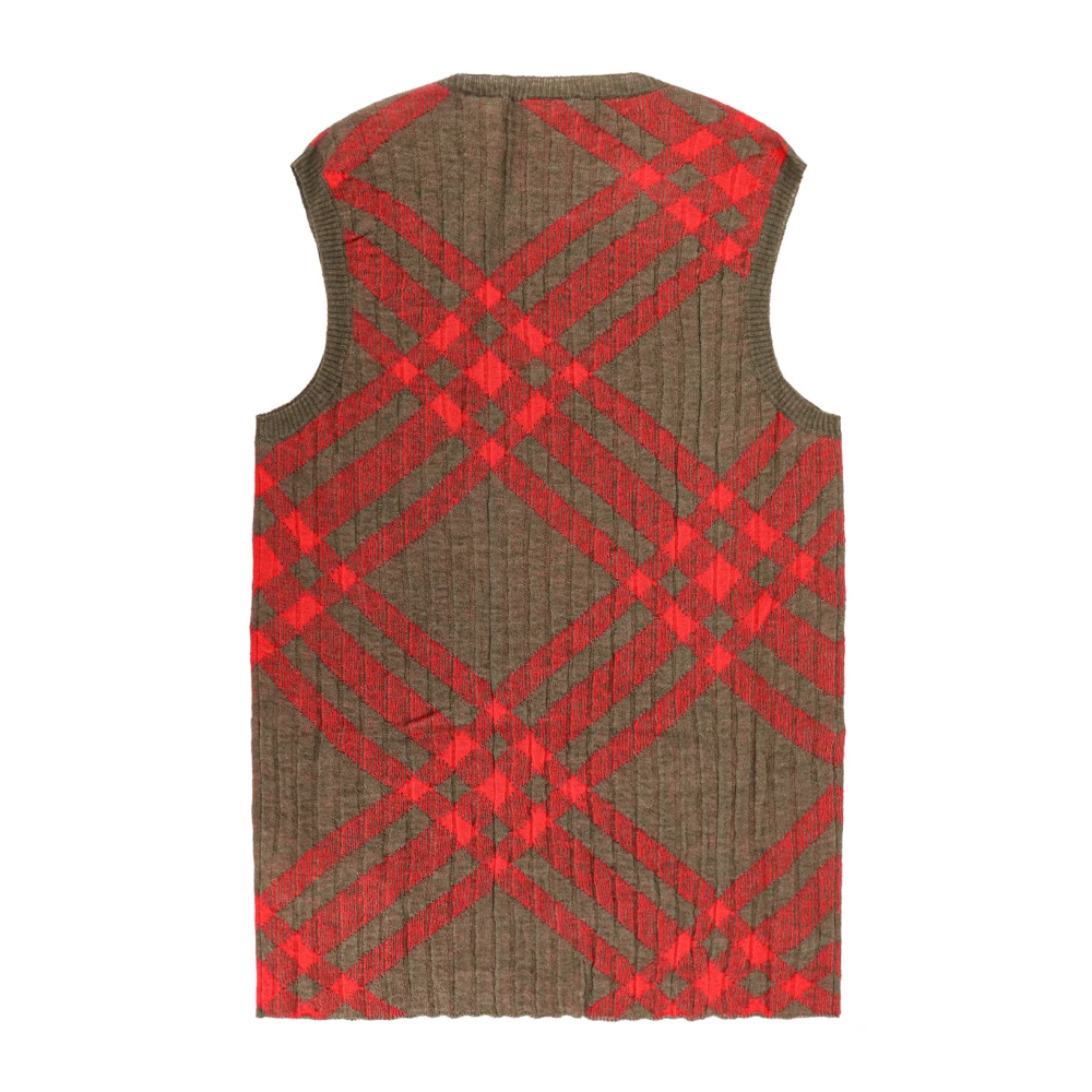 Burberry Check Intarsia Mouwloos Aw24 Brown Dames