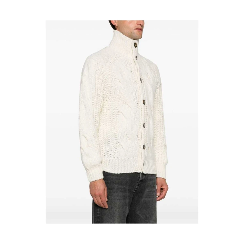 Canali Chunky Gebreide Trui met Vlechtdetails Beige Heren
