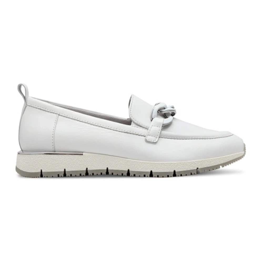 Tamaris Women's White Moccasins With Chain Detail - Loafers - 7 Uk - Shoes