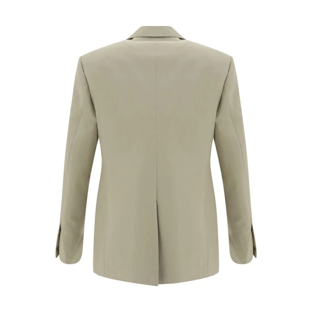Salvatore Ferragamo Dubbelrijige katoenen blazerjas met klassieke revers Beige Heren
