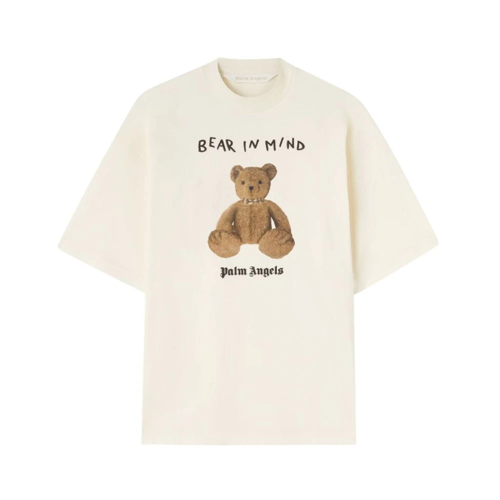 Palm Angels Beer Motief Katoenen T-shirt Beige Dames