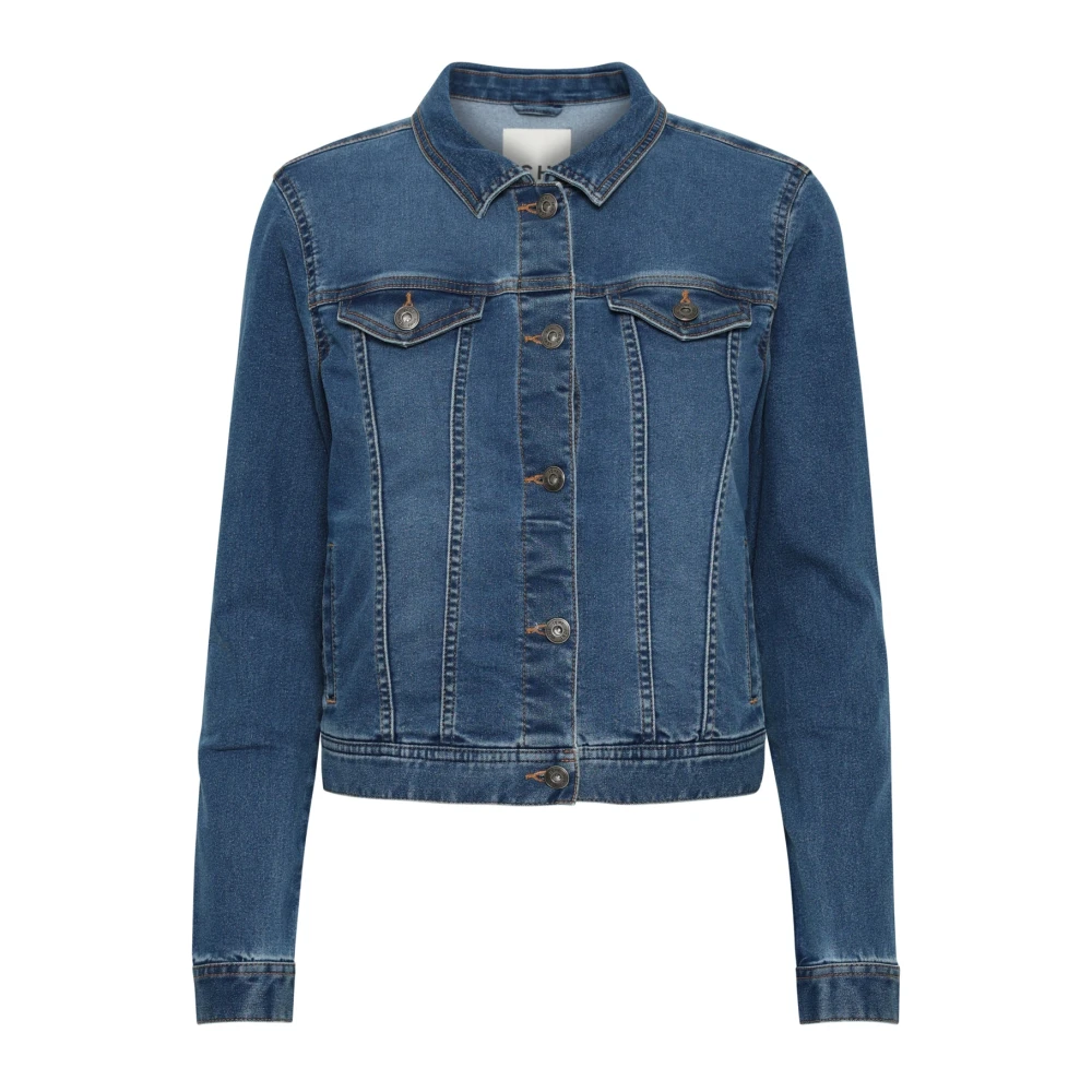 Ichi Women's Blue Denim Jackets, S, Denim Jacket Washed Med.