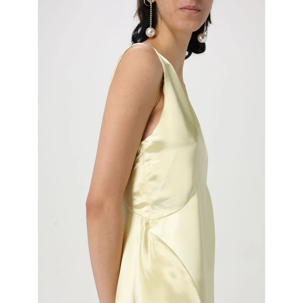 Philosophy di Lorenzo Serafini Satijnen Viscose Jurk Yellow Dames