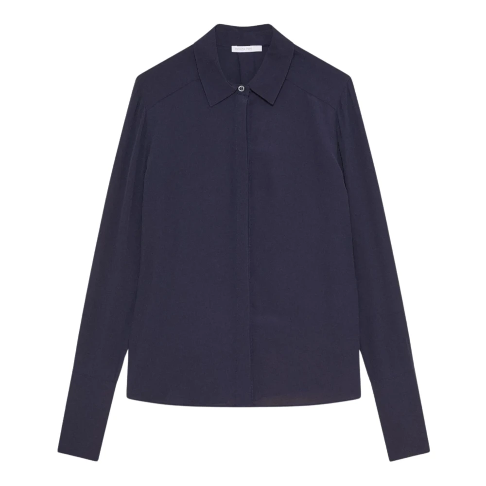 PATRIZIA PEPE Blauwe Essential Blouse met Fly-knopen Blue Dames