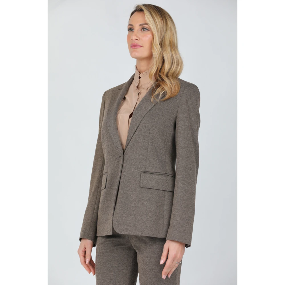 Max Mara Studio Jersey Viscose Milano Jas Brown Dames