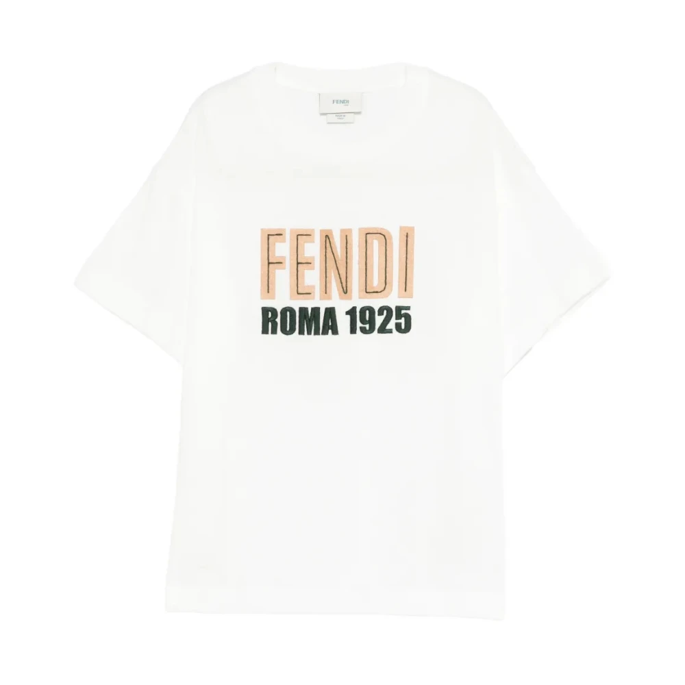 Fendi Kids Short Sleeve T-Shirts, Female, 4 Y, Logo-Patch T-Shirt White