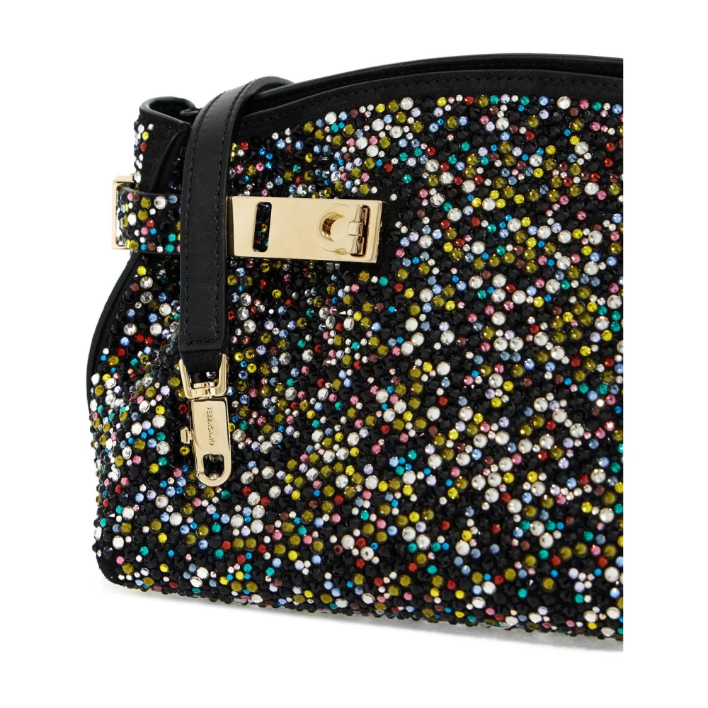 Salvatore Ferragamo Kristal Bezaaide Hug Clutch Tas Black Dames