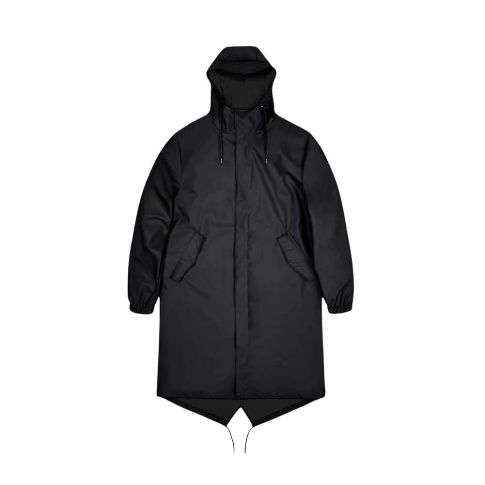 Rains Men's Black Rain Jackets, M, Waterproof Fishtail Parka With Hood