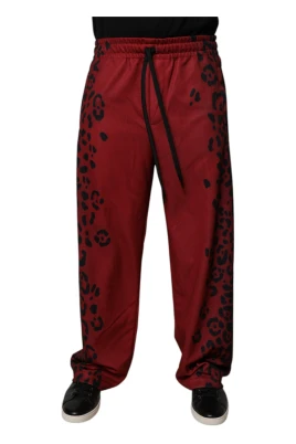 Leopardmönstrade polyester joggingbyxor