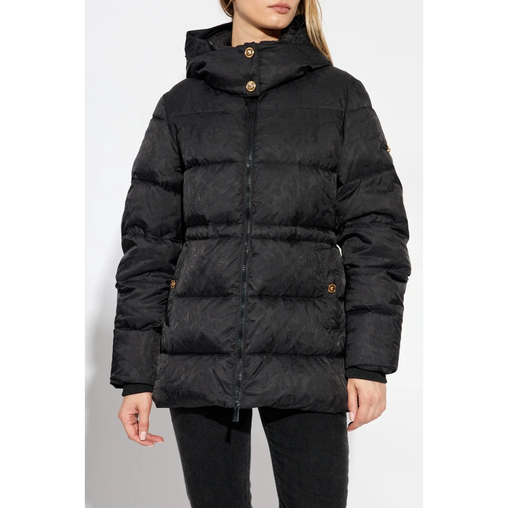Versace Donsjack met afneembare capuchon Black Dames
