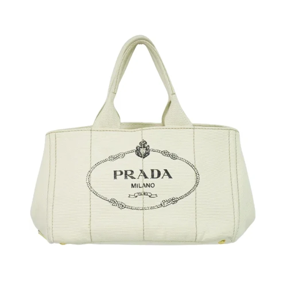 Prada Vintage Pre-owned Canvas prada-bags Beige Dames