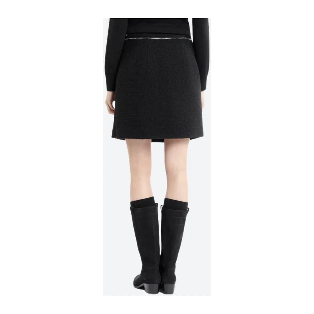 Fay Korte wollen bouclé rok met rand Black Dames