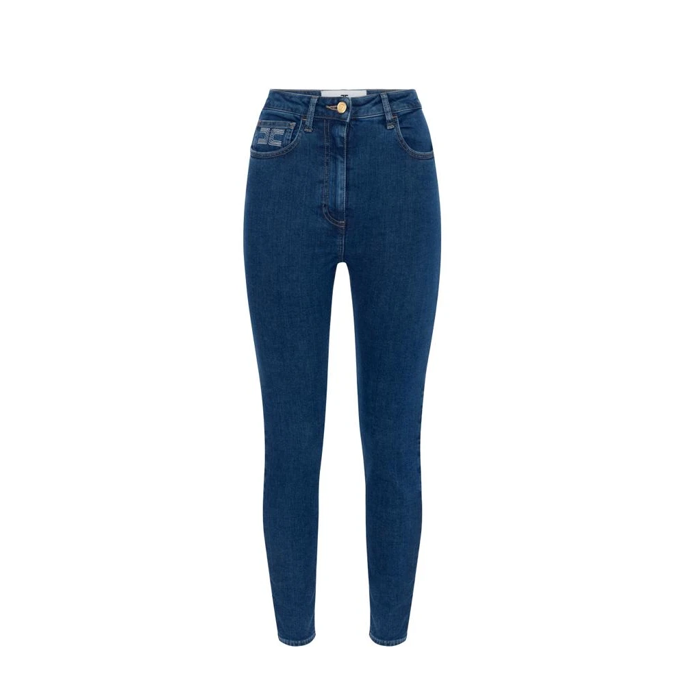 Elisabetta Franchi Blue Jeans With Logo - Female - Skinny Fit Jeans - W28 - Jeans