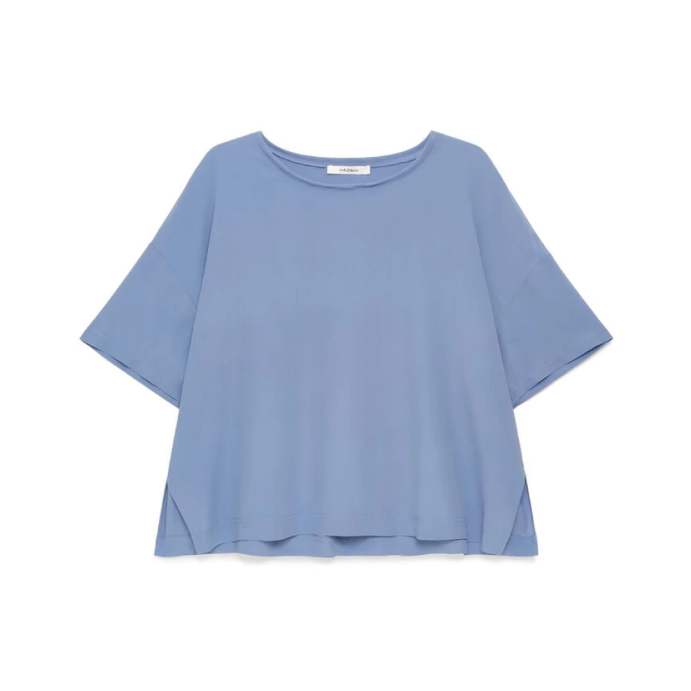 Maliparmi Women's Blue Blouses, 2XL, Fluid Crepe Shirt