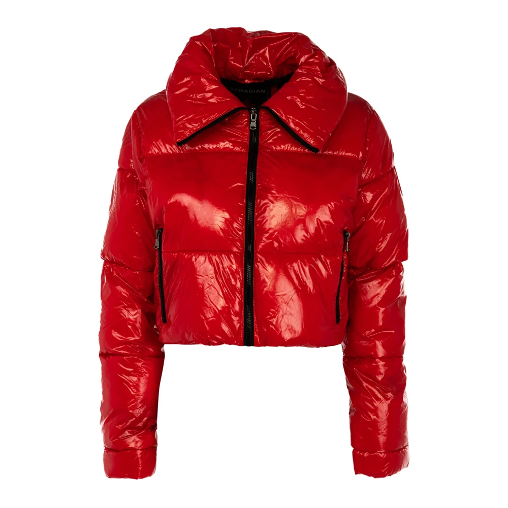 Canadian Classics Korte Glanzende Dames Puffer Jas Red Dames