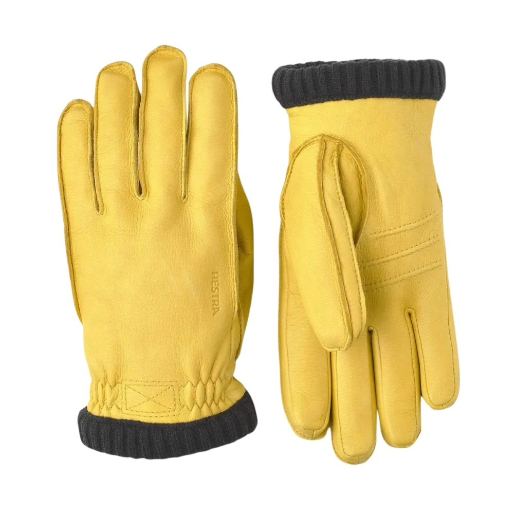 Hestra Men's Yellow Gloves, 9 In, Deerskin Primaloft Rib Gloves,