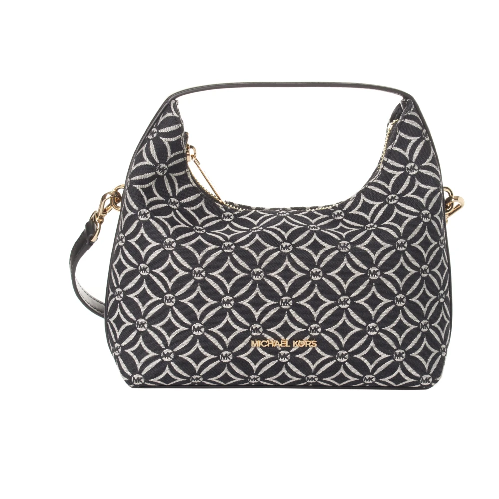 Michael Kors Women's Black Handbags, One Size, Geometric Hobo Bag With Zipper Closure