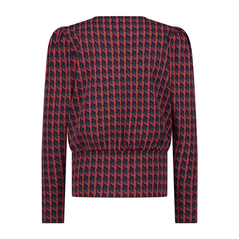 Lady Day Artistic Rood Puff Sleeve Wrap Shirt Red Dames