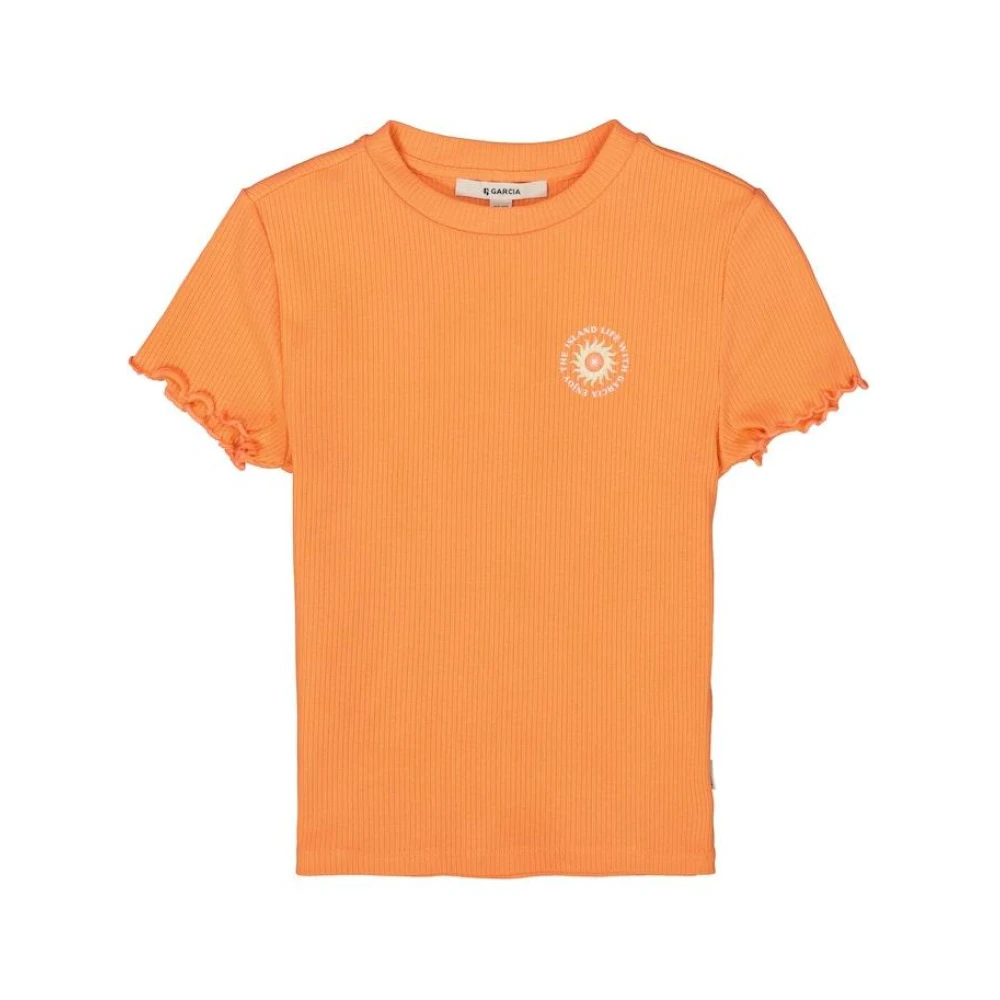 Garcia T-shirt oranje Meisjes Stretchkatoen Ronde hals Effen 164 170