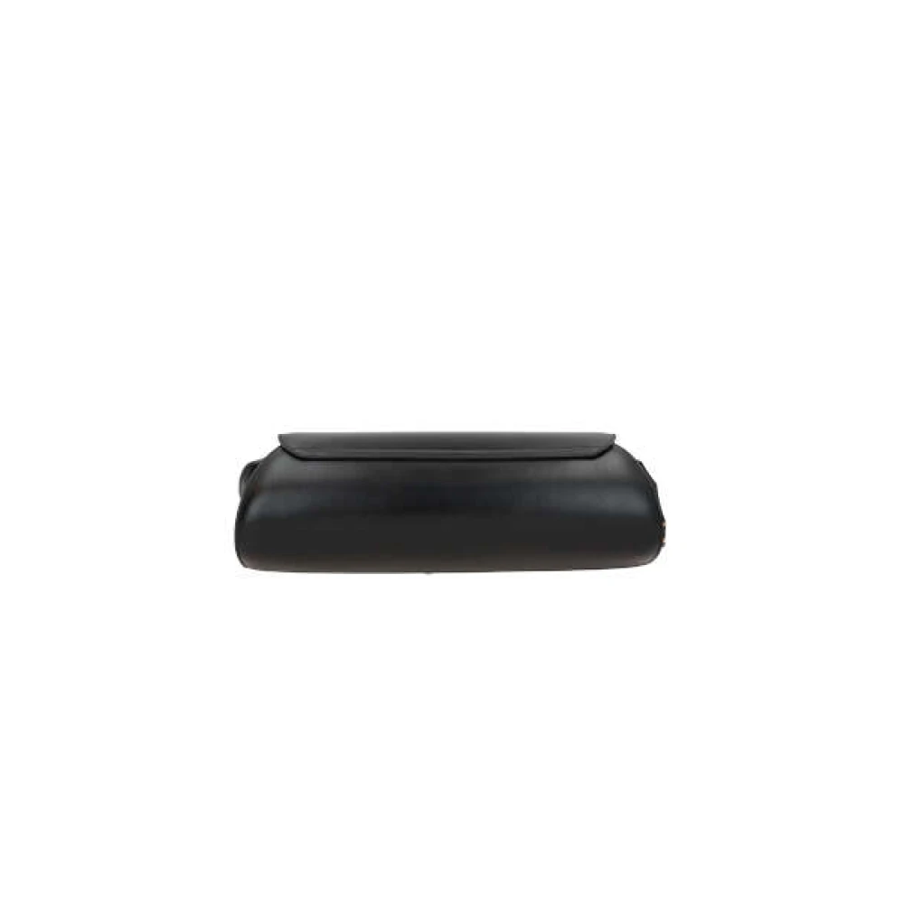 Jil Sander Zwarte Leren Schoudertas met Gouden Hardware Black Dames