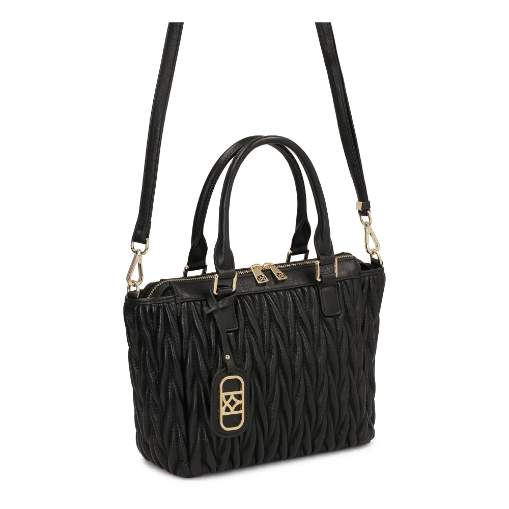 Kazar Elegante handtas in gewatteerd fijn patroon Black Dames