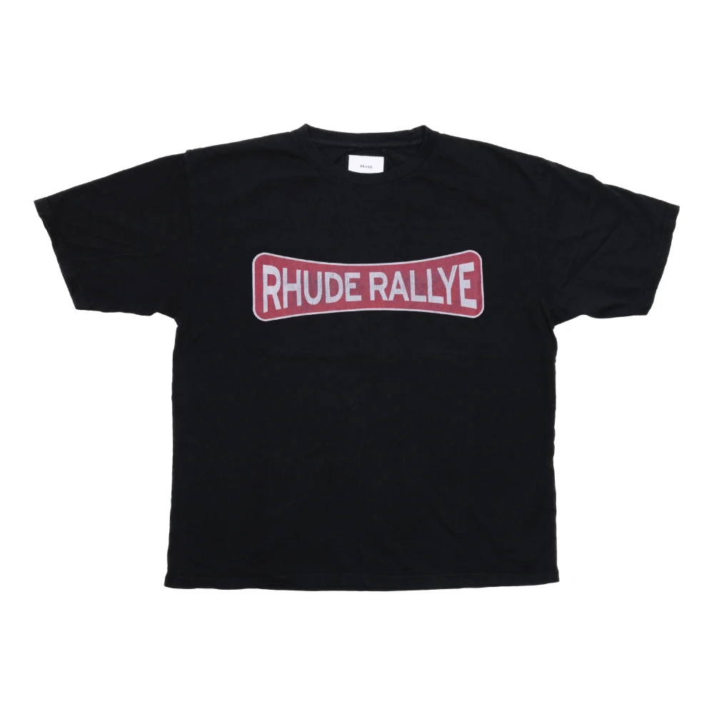 Rhude Zwarte Rallye Tee met Urban Graphics Black Heren