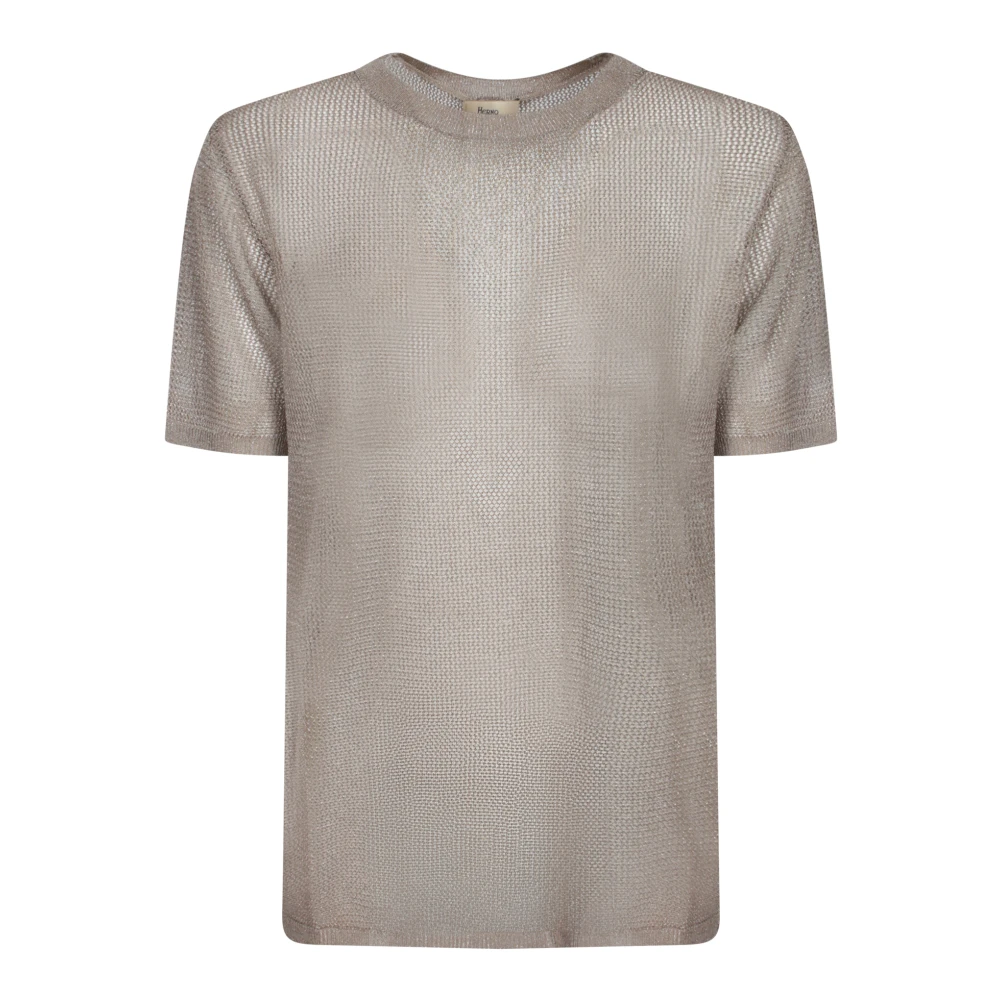 Herno Beige Stickat Kortärmad Tröja