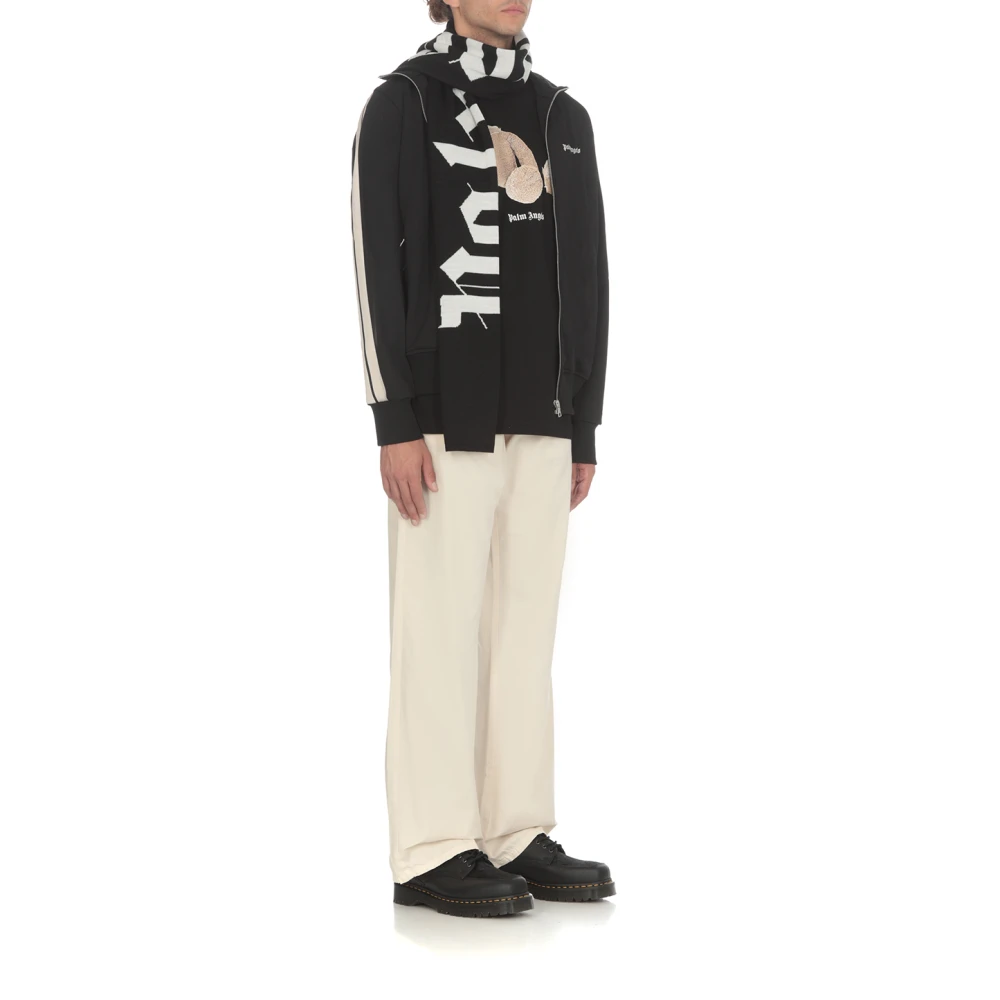 Palm Angels Wolmix Sjaal met Contrasterend Logo Black Heren